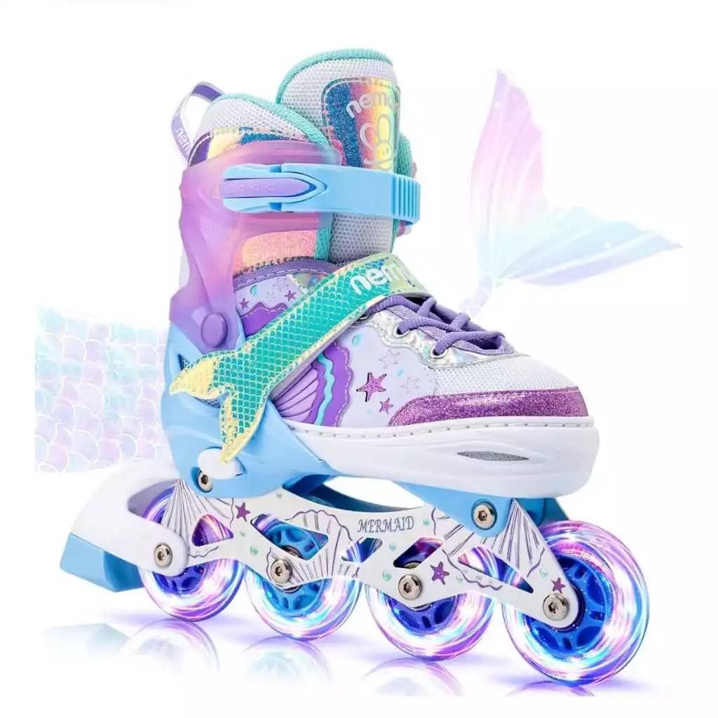 Patins Roller Inline Infantil Ajustável Roxo Com 