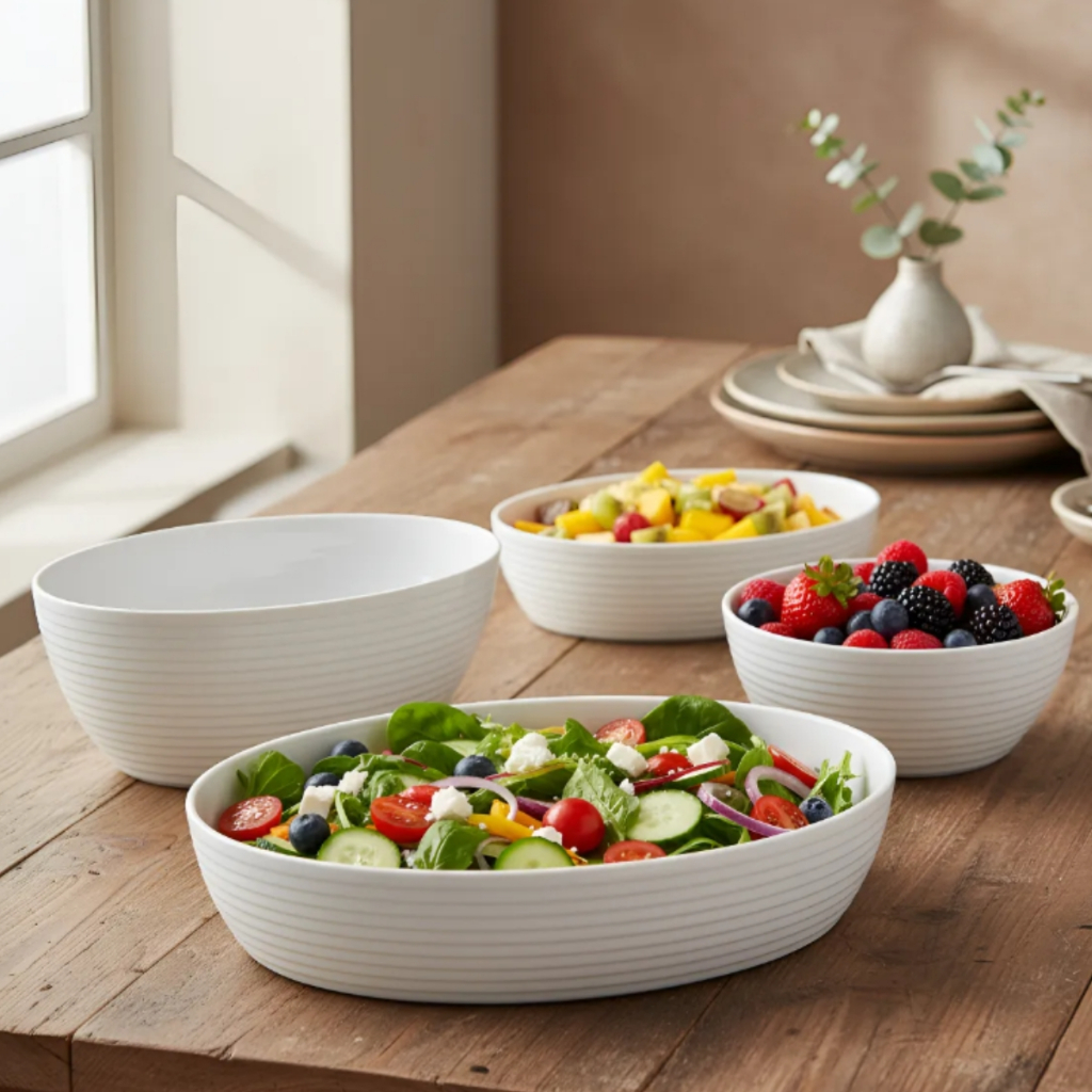 Kit Travessa Saladeira Tigela Resistente Para Serv