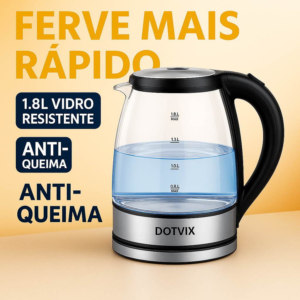 Chaleira Elétrica de Vidro 1.8L Bivolt  Fervura R