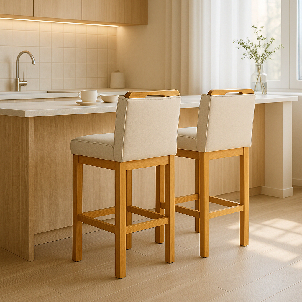Kit 02 Banqueta Alta para Balcão e Bancada com En
