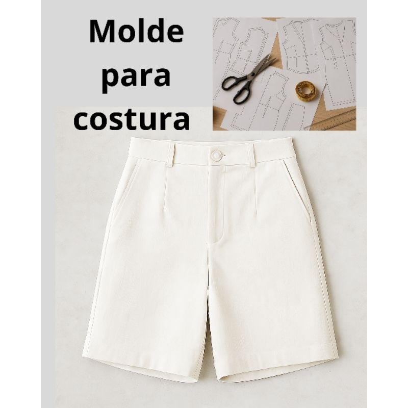 Molde de Bermuda Social Feminina em Papel 56g  Tam