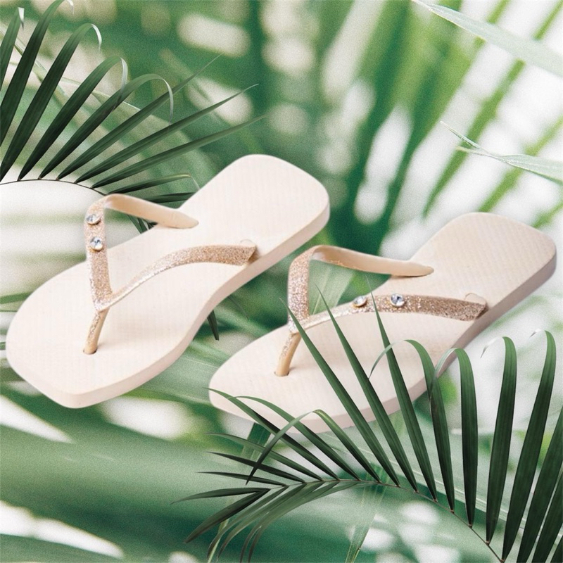 chinelo feminino casual com glitter nas tirar muit