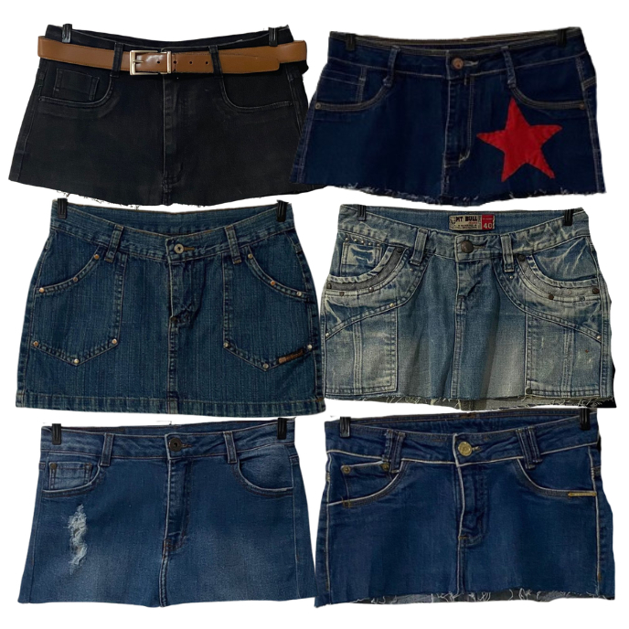 Mini saia jeans vintage y2k – anos 90, fairy