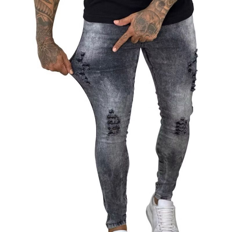 Calça Jeans Skinny Rasgada Masculina  Estilo Dest