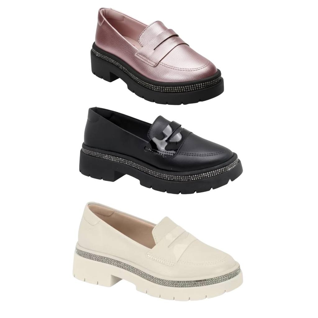 Sapato Mocassim Menina Infantil Loafer Brilho Conf