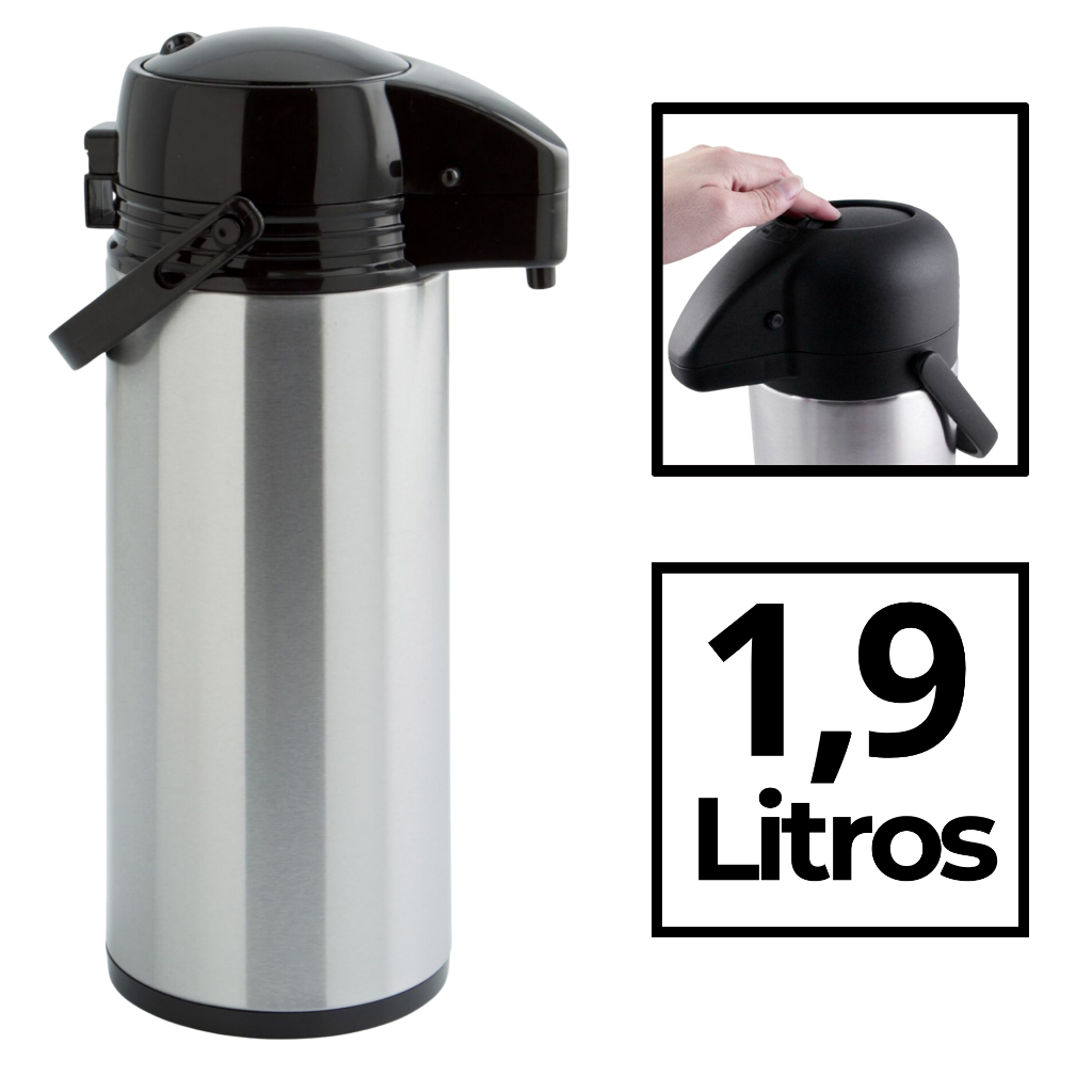 Vittak Garrafa Térmica Inox Café 1L e 1,9L De Pr
