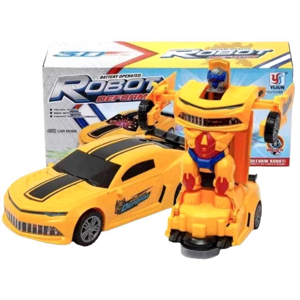 Brinquedo Carrinho Vira Robô Bate E Volta Com Luz