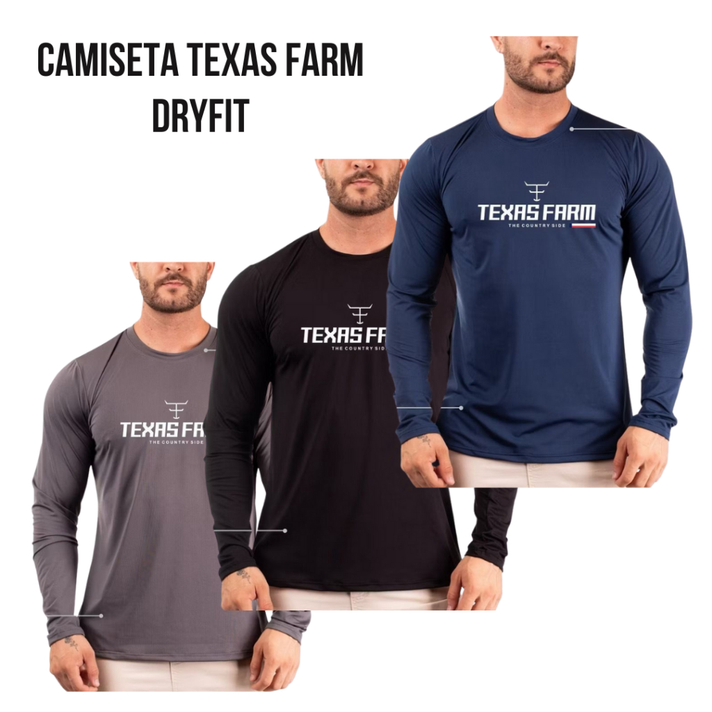 Camisa Texas Rodeio Farm Dryfit manga longa prote�