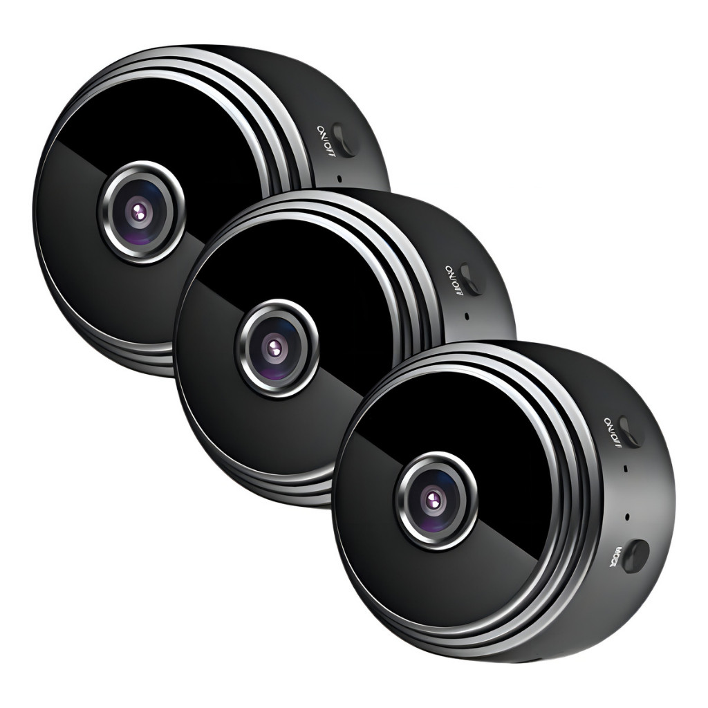 Kit 3 Mini Câmera Espiã Sem Fio Wi-fi Hd Gravaç