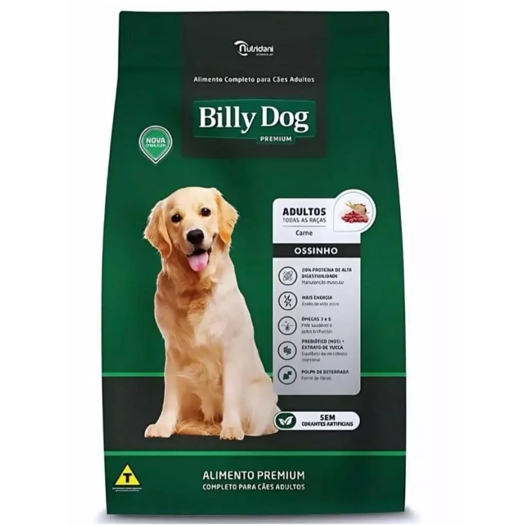 Ração Billy Dog ossinho premium carne 7kg,15kg e