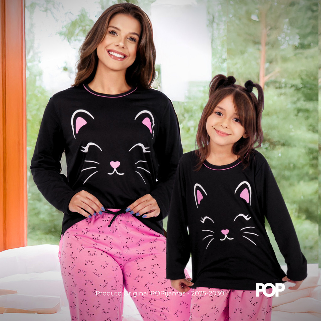 Kit Mãe e Filha Pijama Inverno Conjunto de Frio F