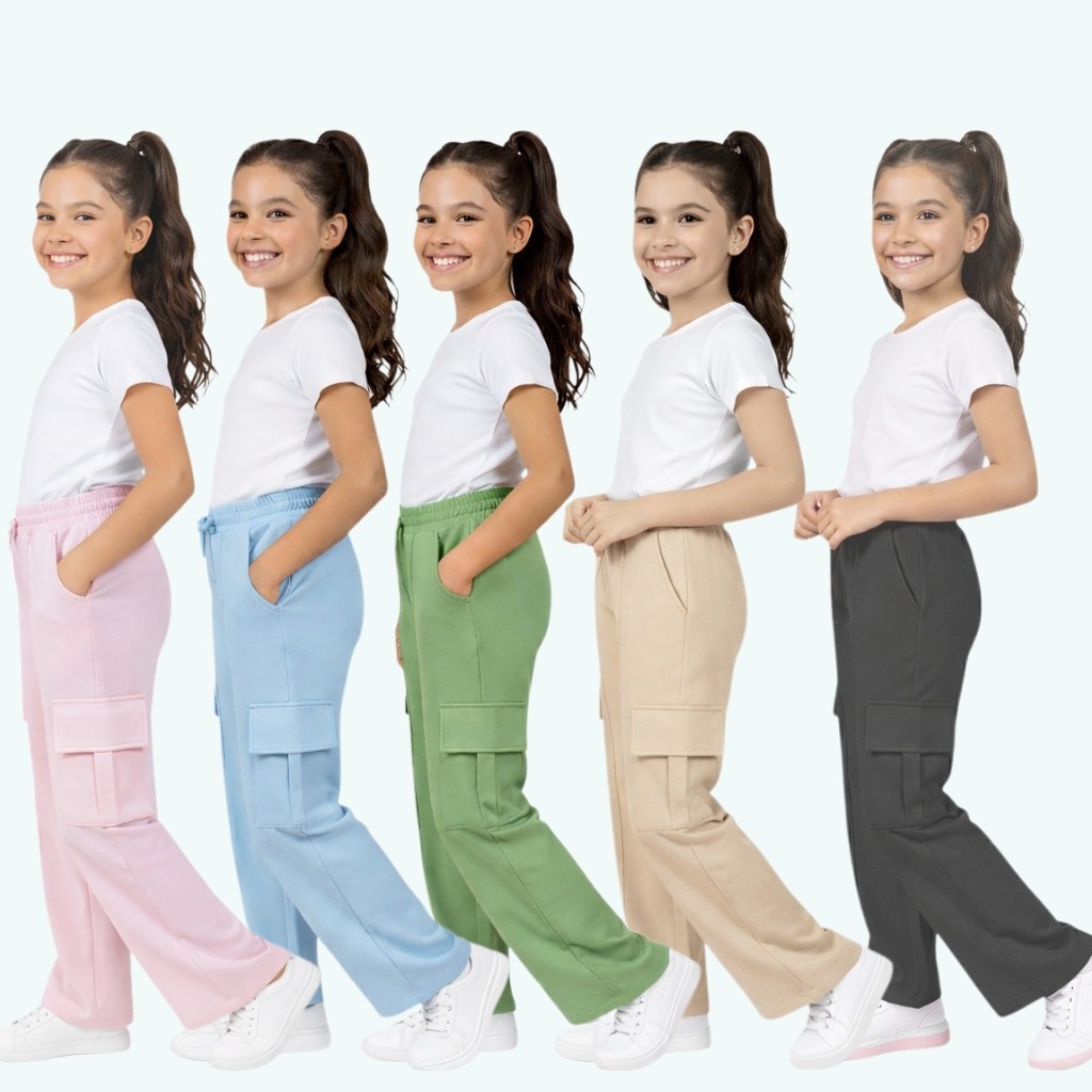 Moletinho Calça Cargo Feminino Juvenil  Jogger