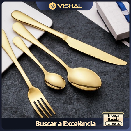 24 peças Conjunto de talheres de aço inoxidável