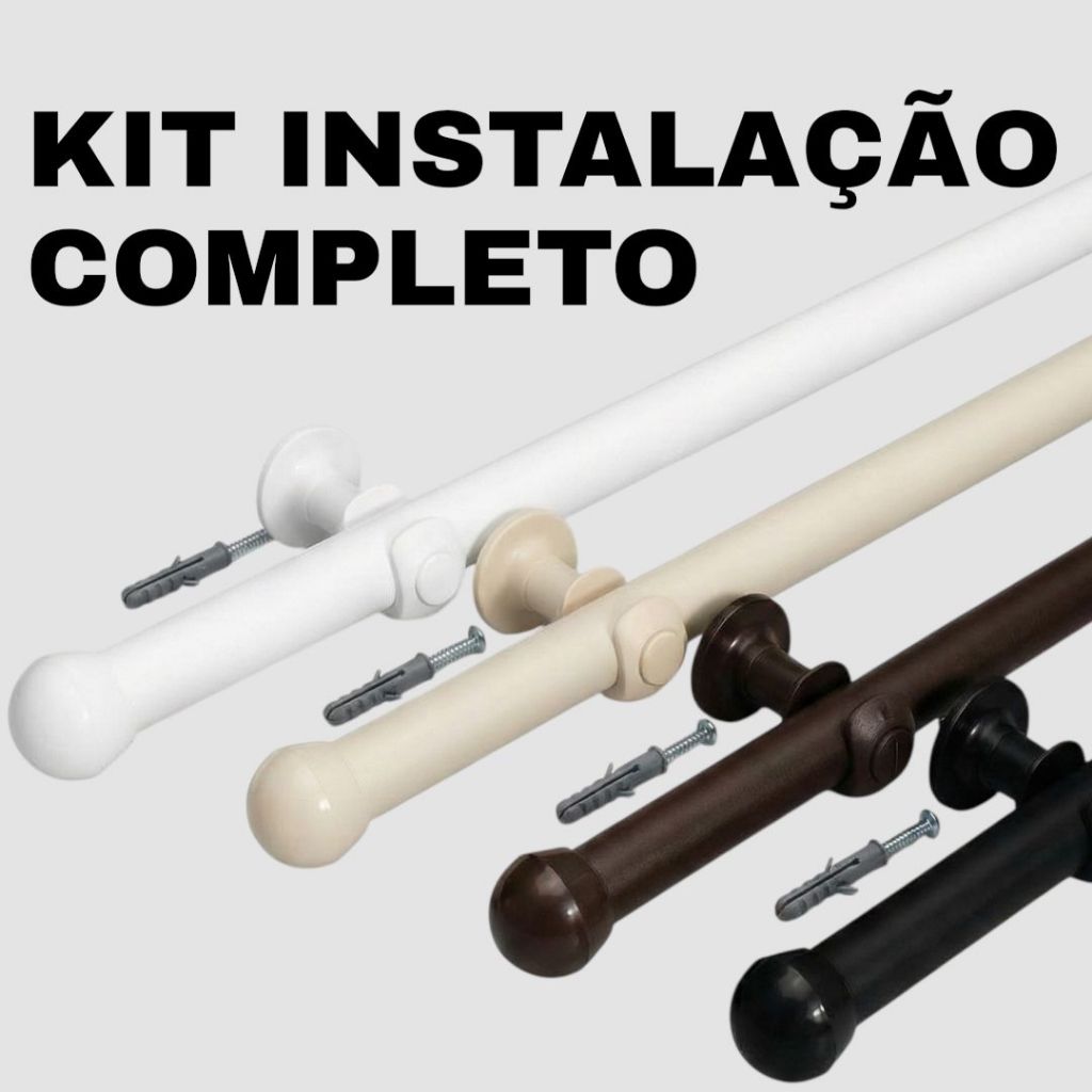 Kit Varão 2,00 Metros De Cortina 19mm Completo e 