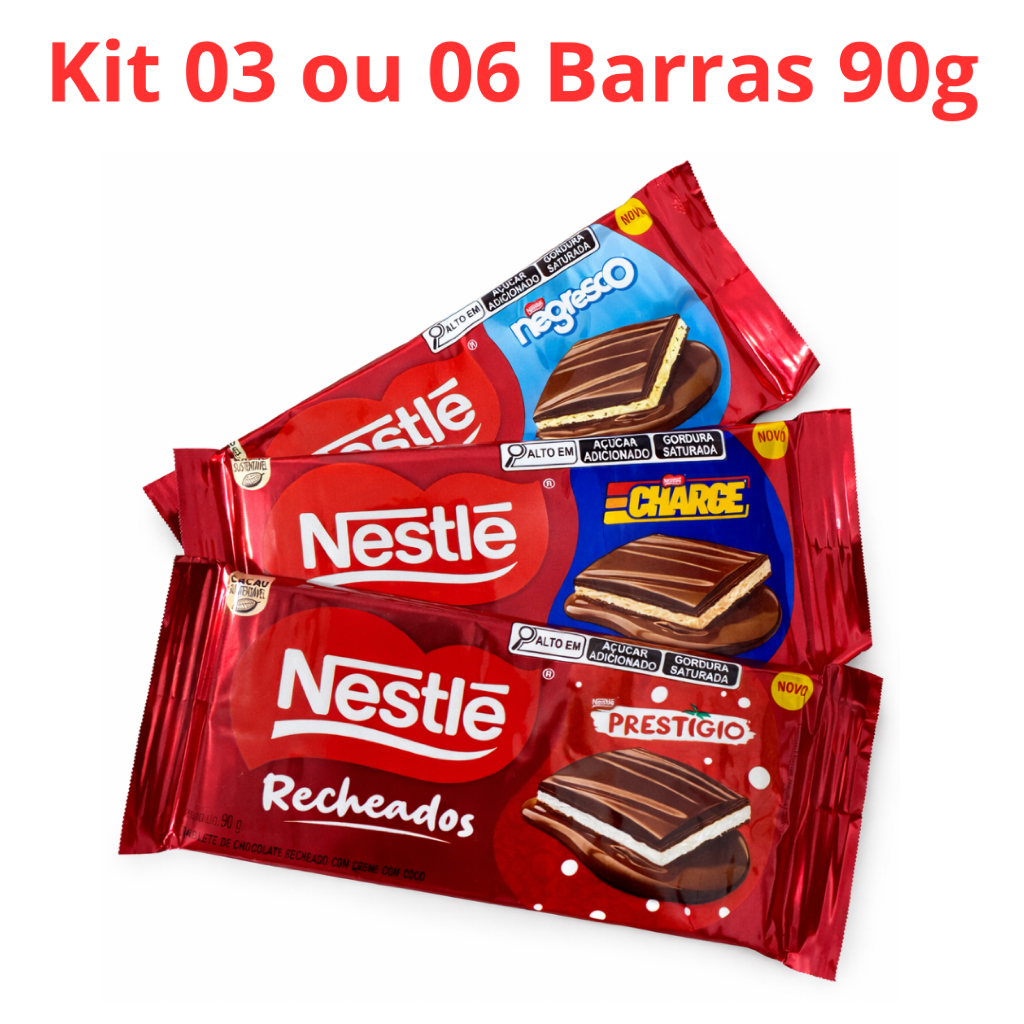 KIT com 03 ou 06 Chocolates Nestle Recheados 90g P