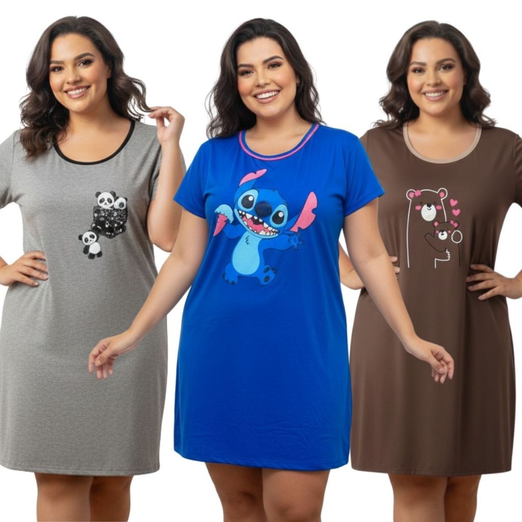 Camisola Plus Size Feminina Personagem / Camisola