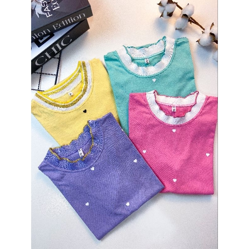 Blusa Tshirt Babylook Camiseta gola detalhe lurex 