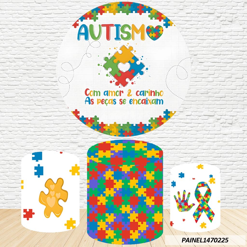 Kit de Capas Painel Redondo Sublimado Autismo 1,50