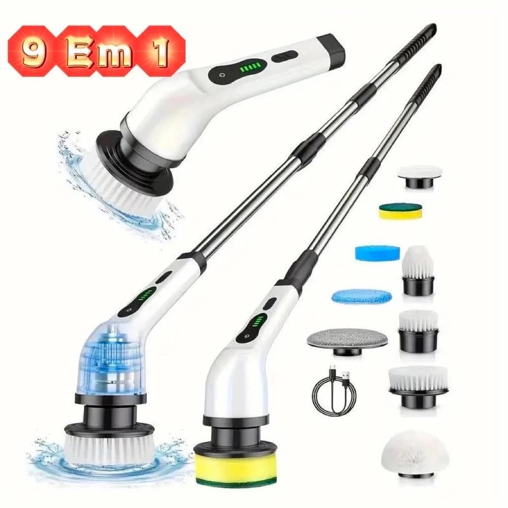 Escova 9 Em 1 Recarregável De Limpeza Ajustável 