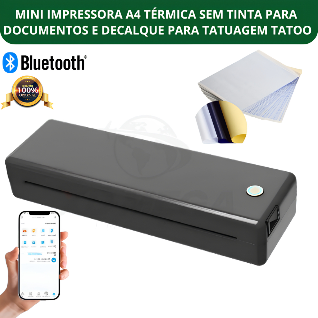 Mini Impressora A4 térmica Sem tinta para documen
