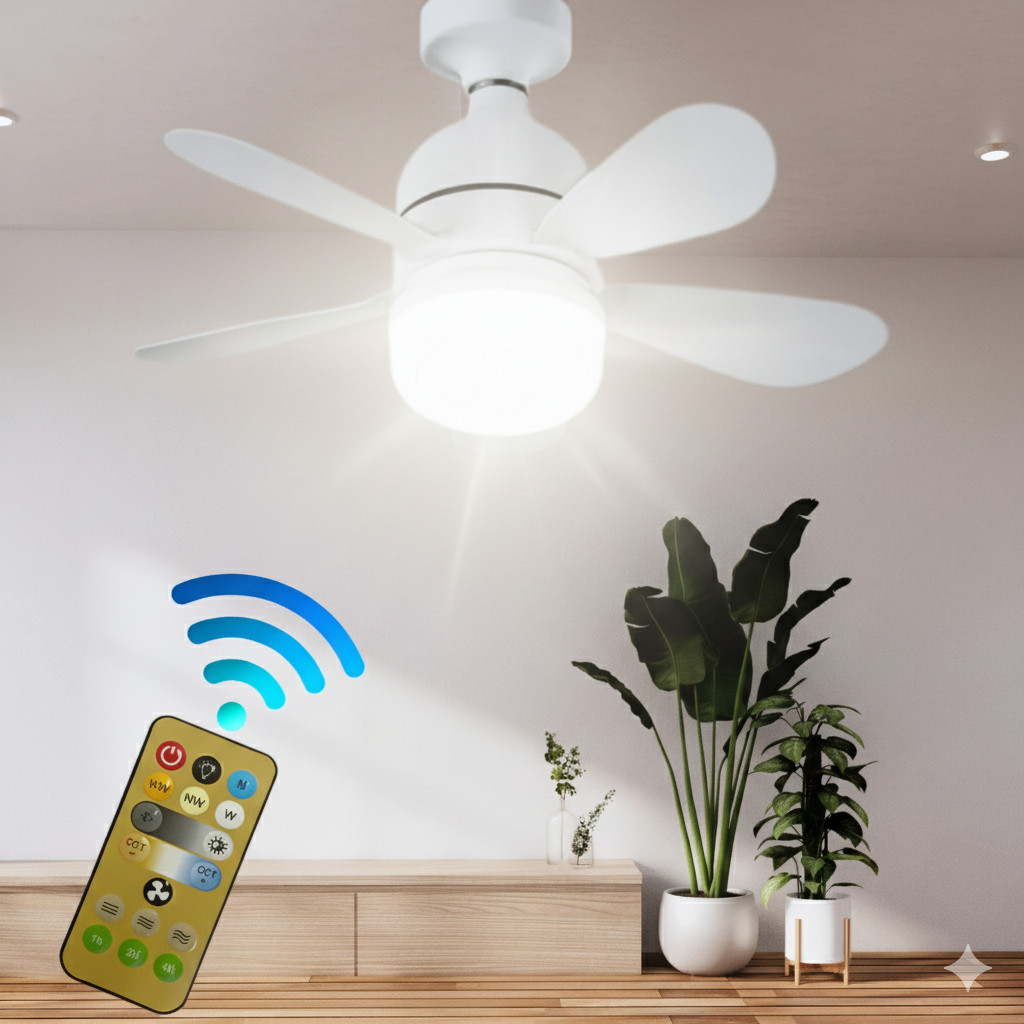 80W 5 Hélices Ventilador De Teto Potente Controle