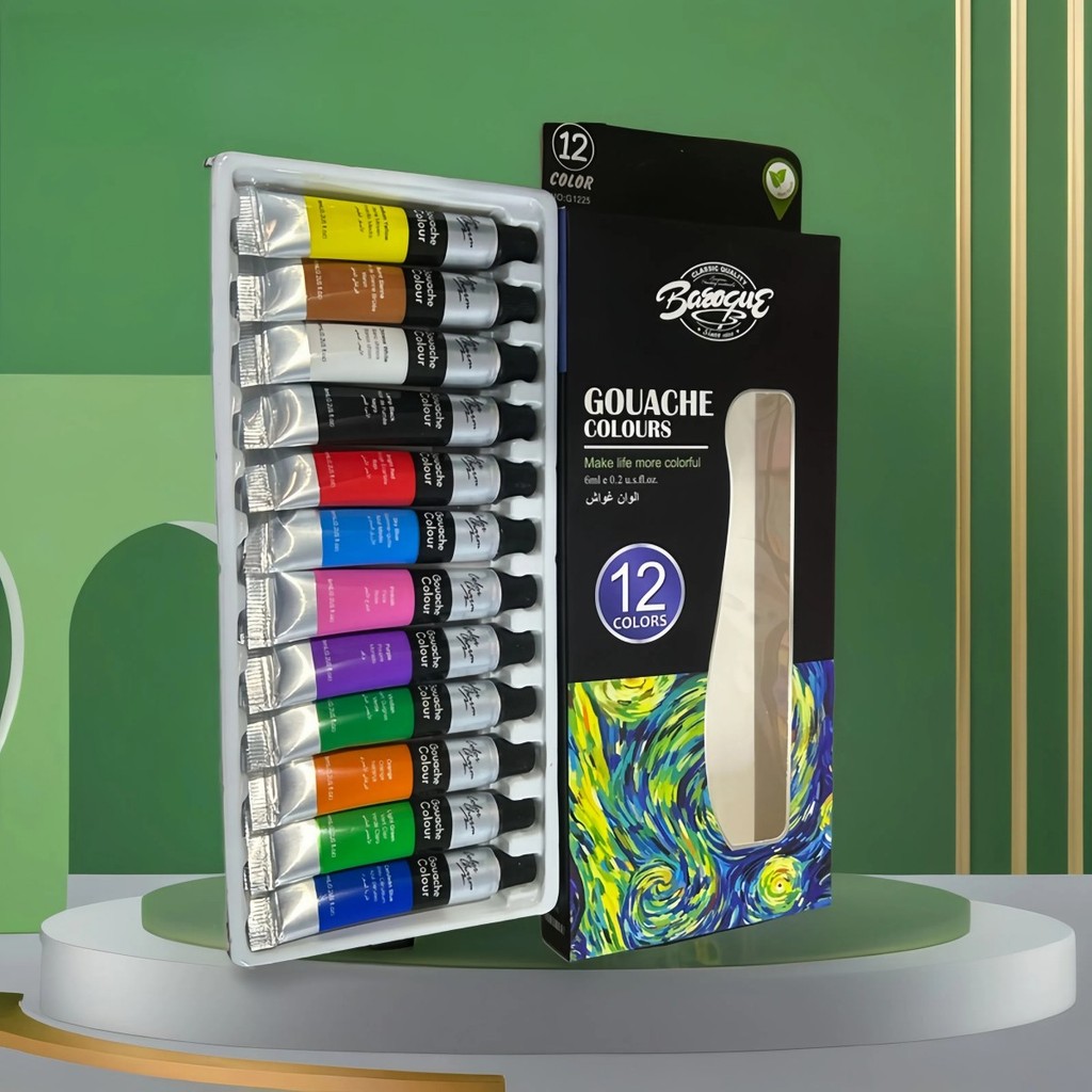 Kit Tintas Artístico 12 Cores-Acrílica/Oleo/Aqua