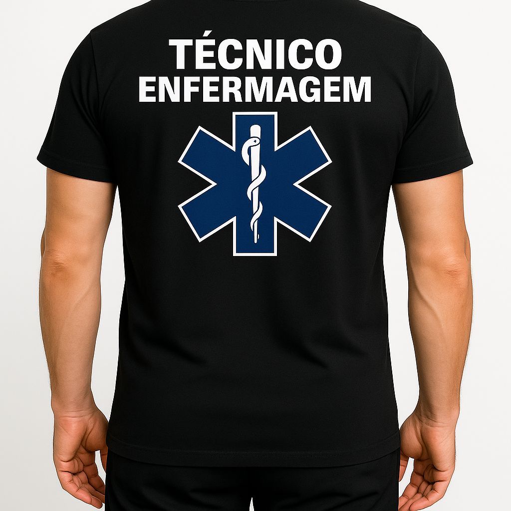 camiseta técnico enfermagem feminina estampa em a