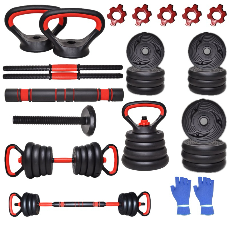 Kit 6 Em 1 Musculação 15Kg Halteres Anilhas Barr