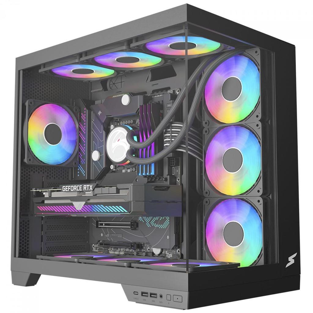 Gabinete Gamer SuperFrame Vhagar,  ATX, Preto