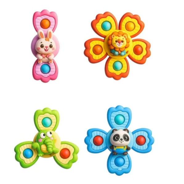 Kit 3 Spinners Brinquedo Bebê Com Ventosa  Roda D