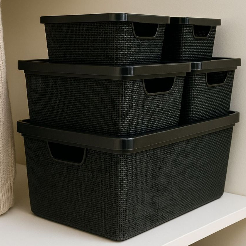 Kit Até 5 Caixas Organizadoras com Tampa Cesto Gr