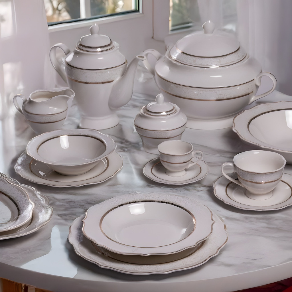 Aparelho De Jantar Jogo Pratos Chá 50 Peças Porc