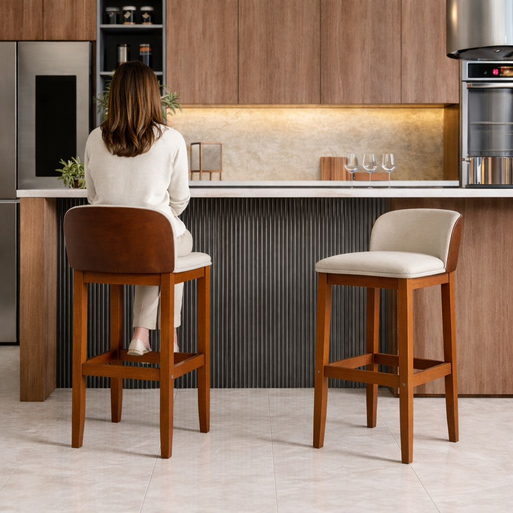 Kit 2 Banquetas Onix Madeira Maciça Alta para Bal