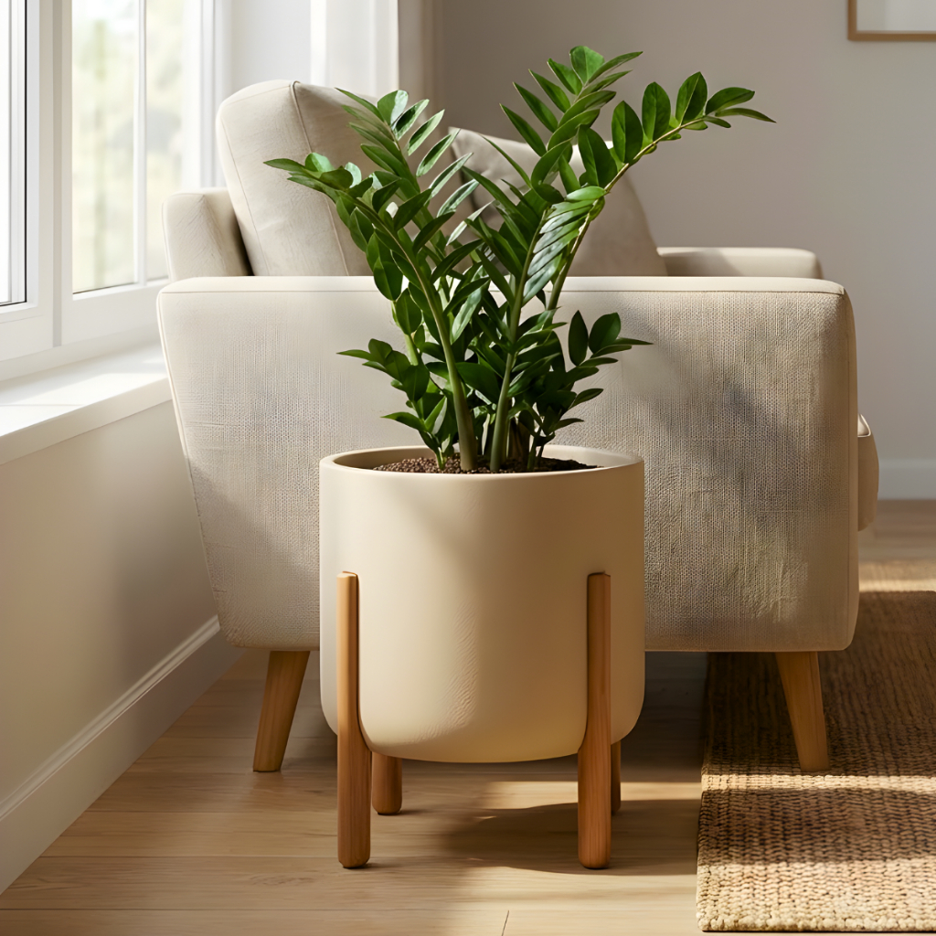 Vaso Para Plantas Polietileno Com Suporte De Madei