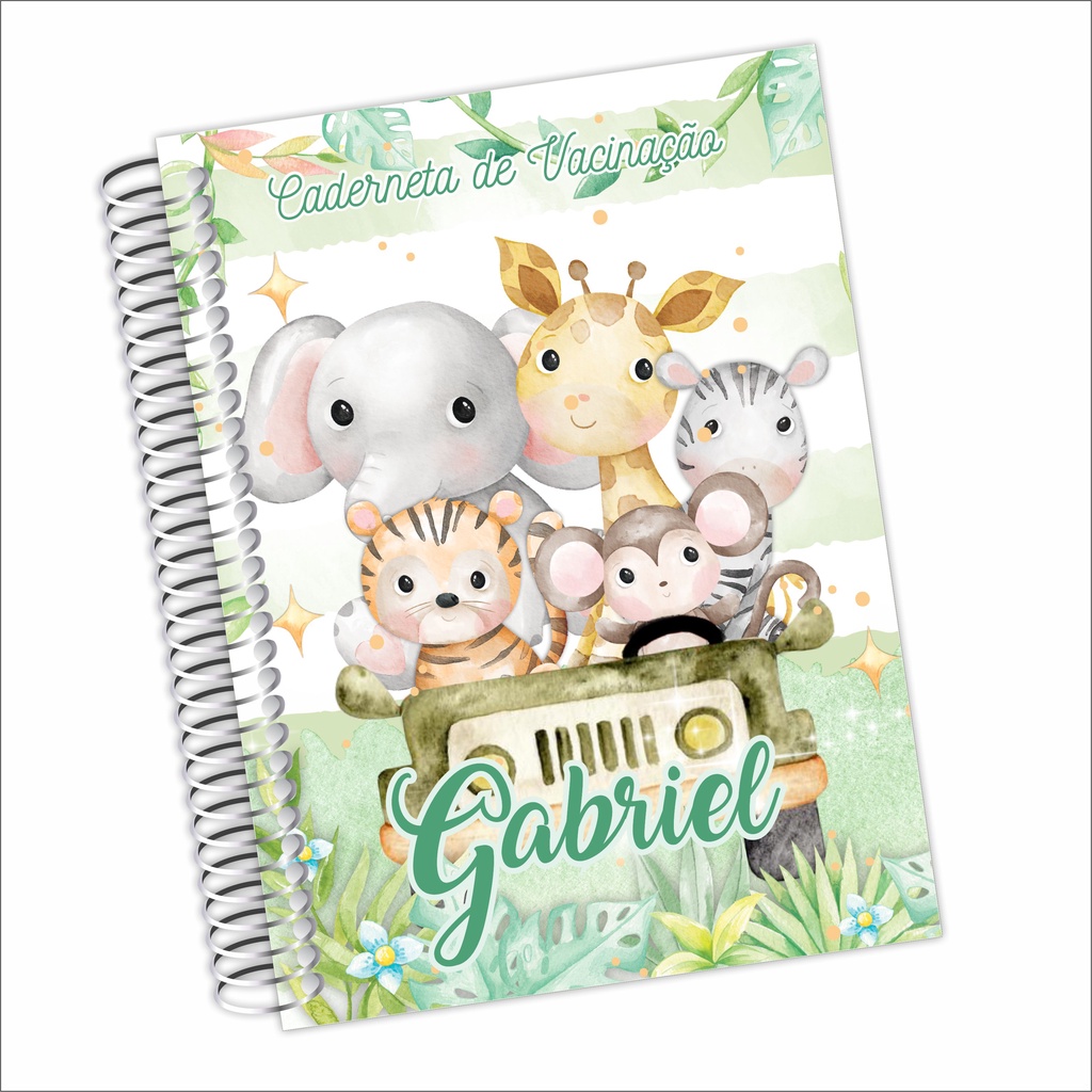 Caderneta Vacinação Safari Menino Personalizada