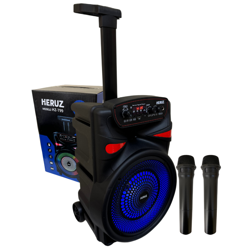 Caixa de Som Grande 1800w Pmpo + 2 Microfones Sem