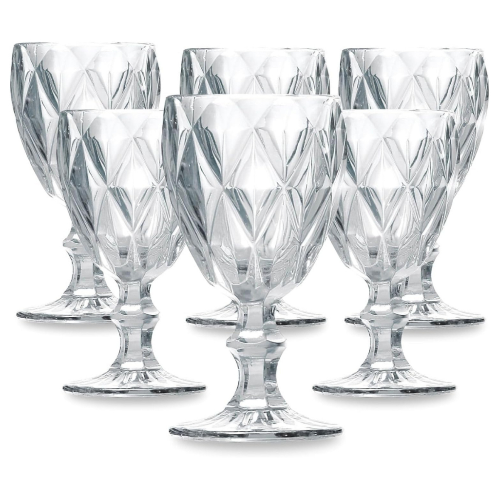 Kit 6 Taças Diamond Vidro Transparente Para Vinho