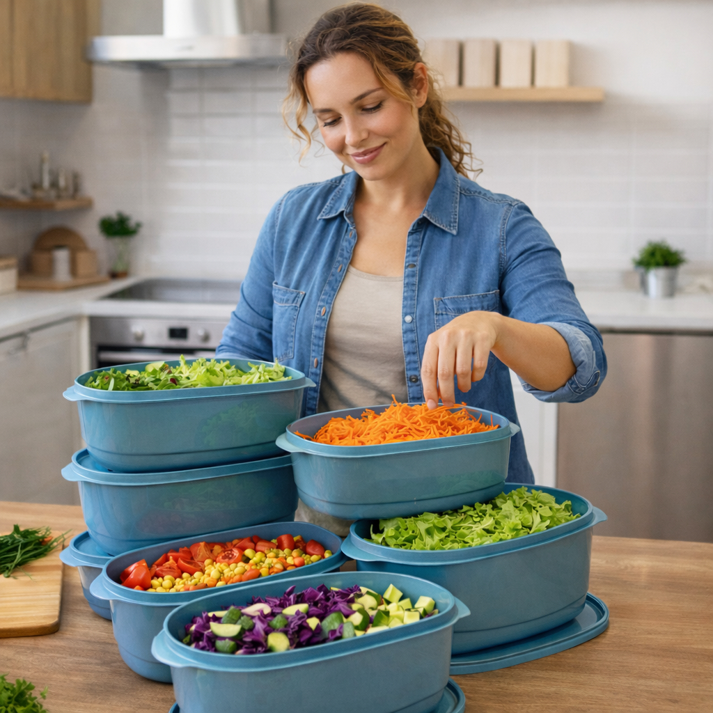 Kit 05 Potes 3 litros Herméticos Saladeira Grande