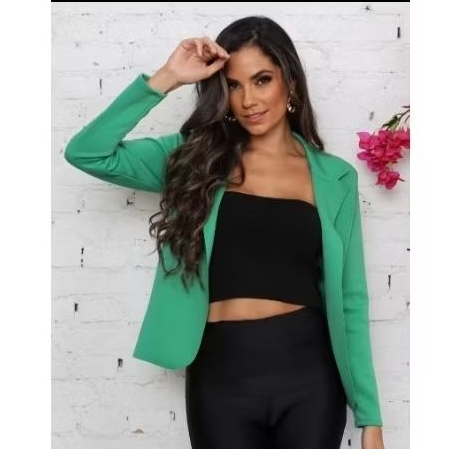 blazer plus size feminina neoprene curto m g GG g1