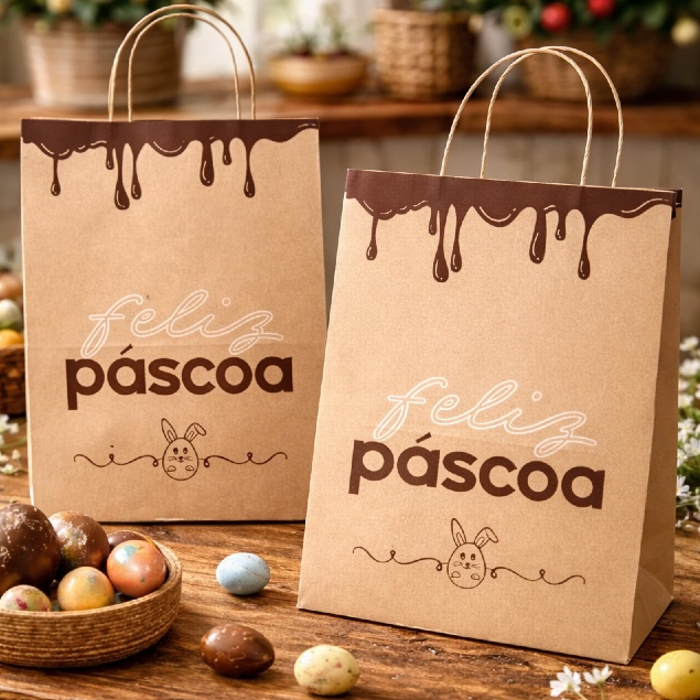 50 Sacolas De Páscoa Kraft – Sacola Para Ov