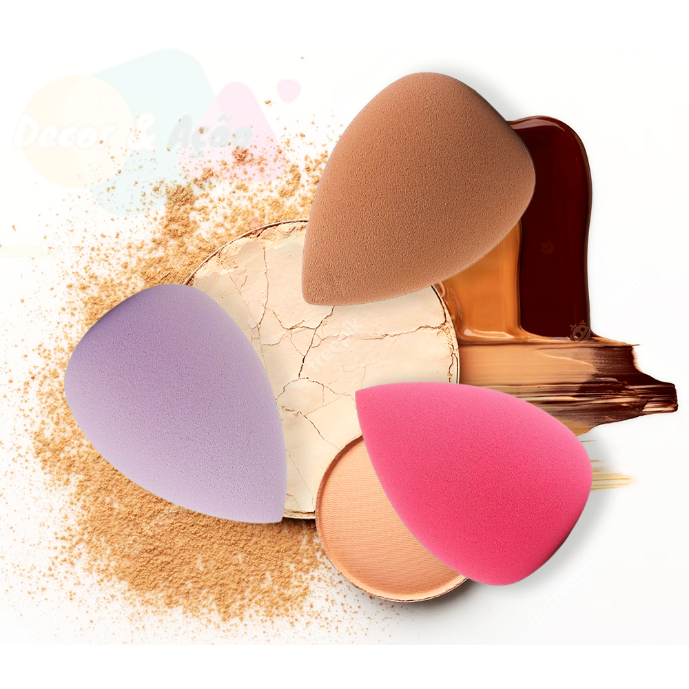 Kit 3 Esponja Gota Para Maquiagem Base e Corretivo