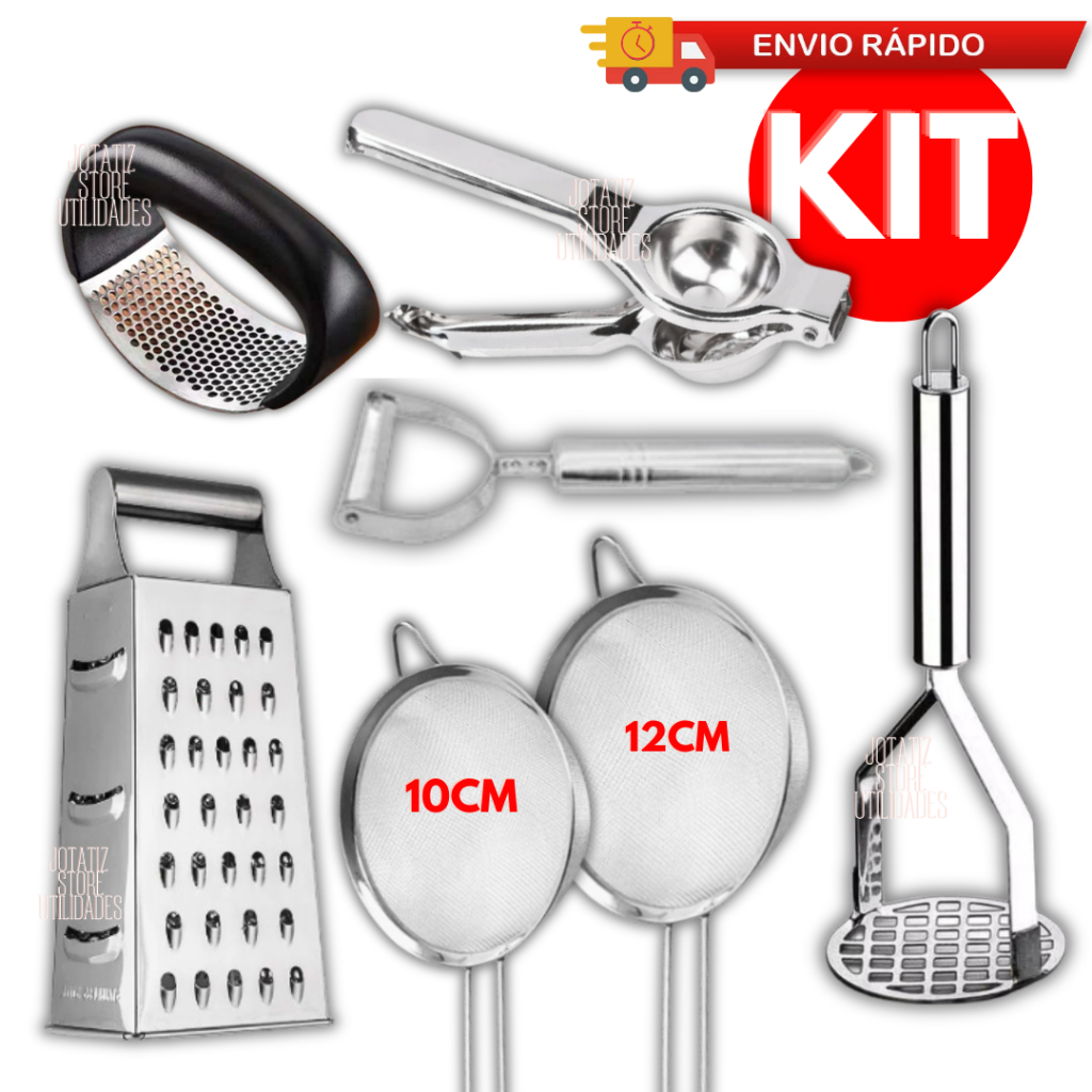 Kit 7/5/4/3 Utensílios De Cozinha Ralador Peneira