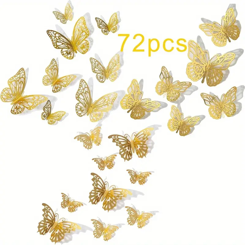 Kit 72 Borboletas Decorativas Artificial 3D para D