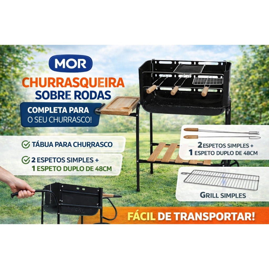 Churrasqueira Móvel Califórnia Com Bacia Esmalta