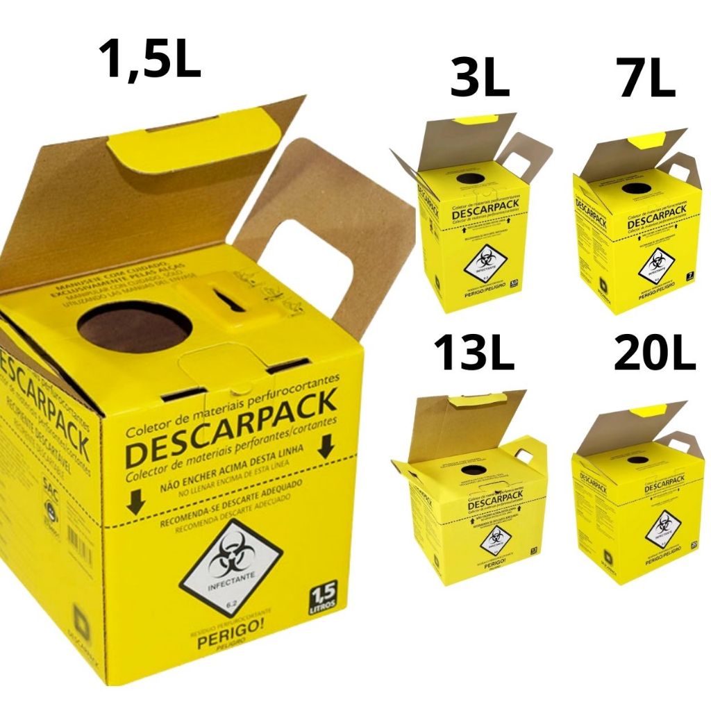 Caixa Coletora 1,5L 3L 7L 13L 20L Para Material Pe