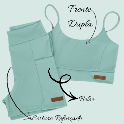Conjunto Academia Poliamida shorts Bermuda FemInin
