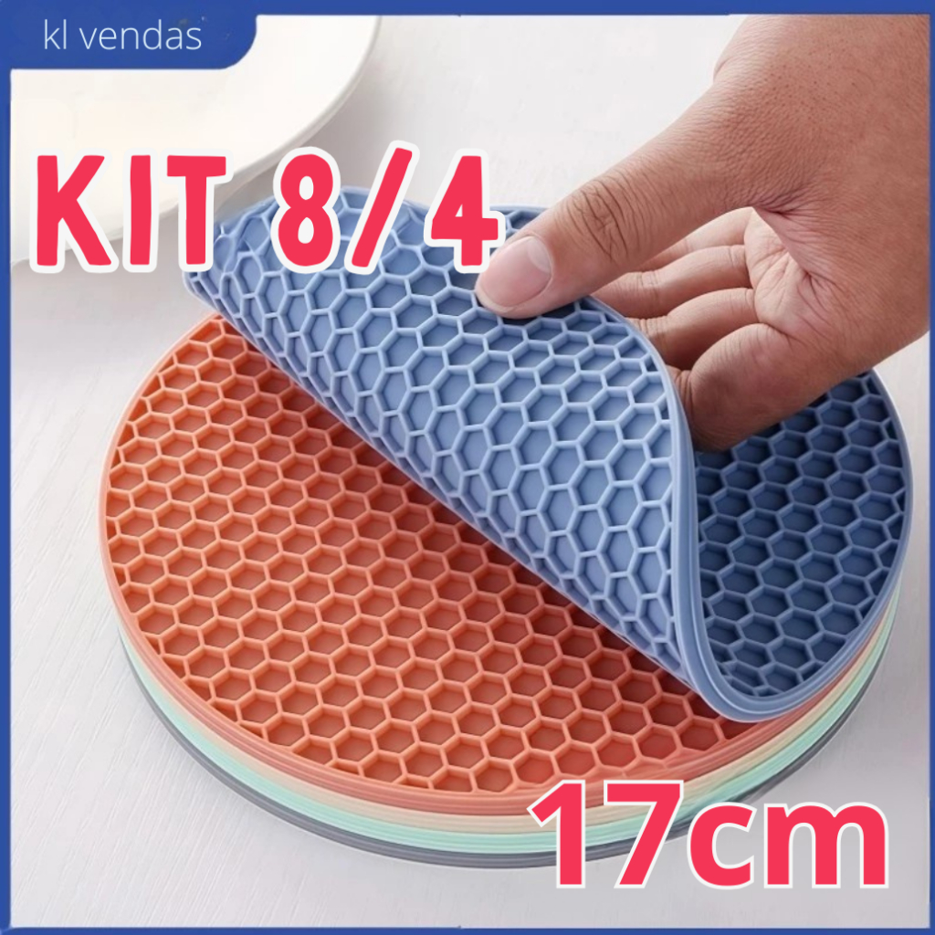 Kit 8 Descansos Panela em Silicone Protetor Resist
