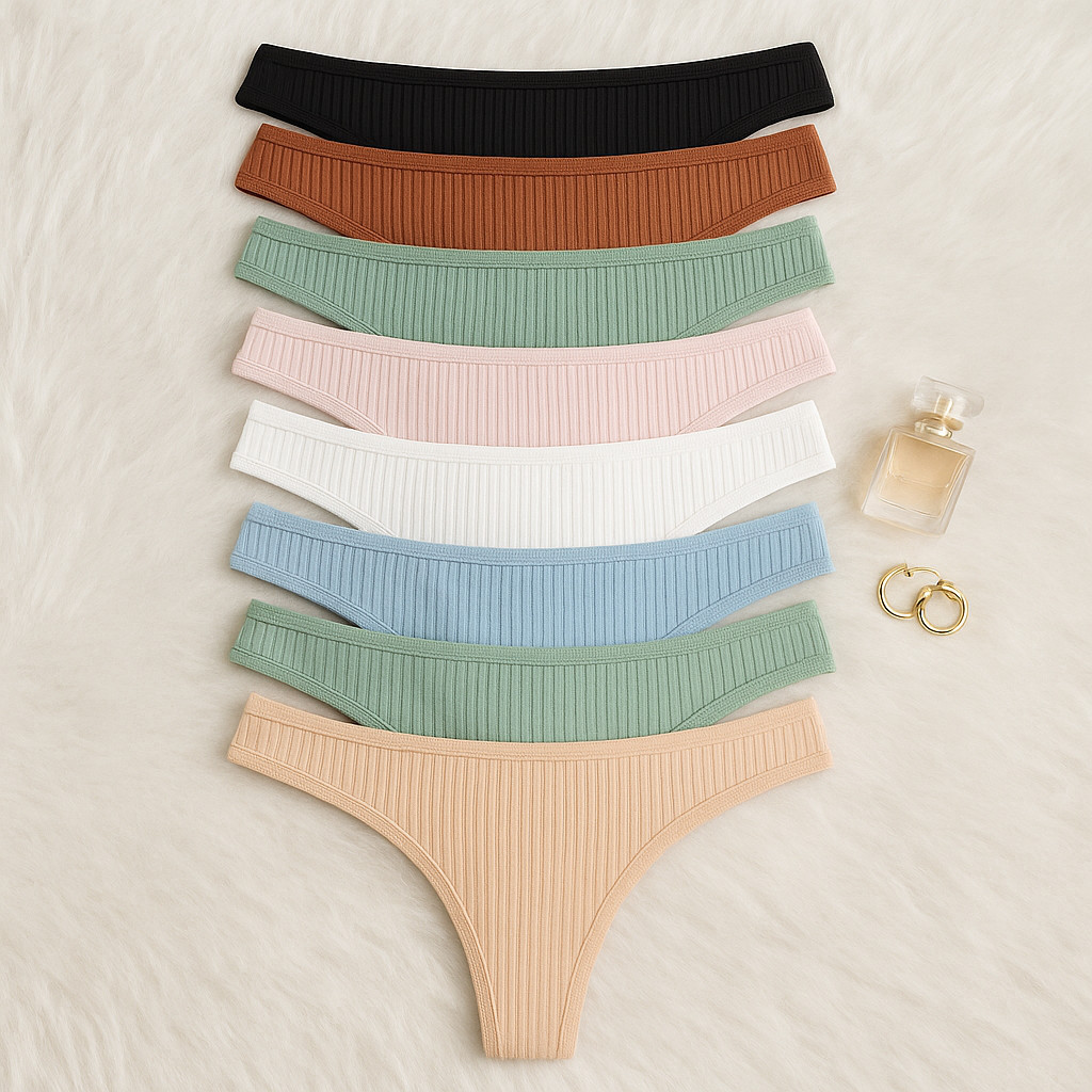 Kit 5 Calcinhas Fio Dental Feminina Algodão Canel