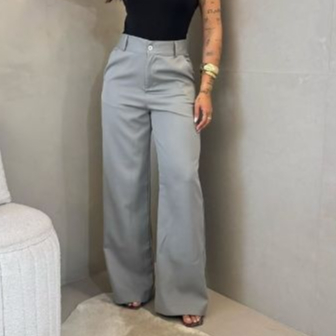 Calça Pantalona Feminina Alfaiataria Wide Leg Ten