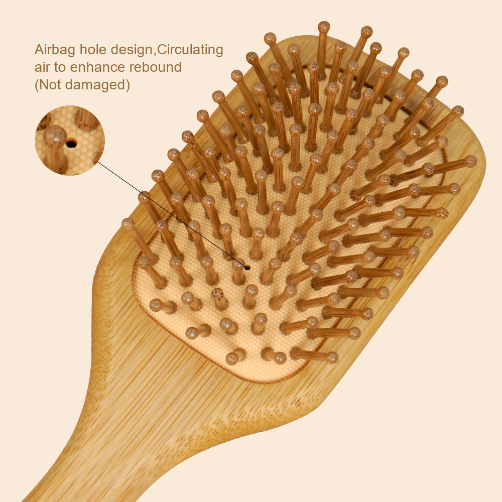 Escova De Cabelo De Bambu Natureza Antiestática D